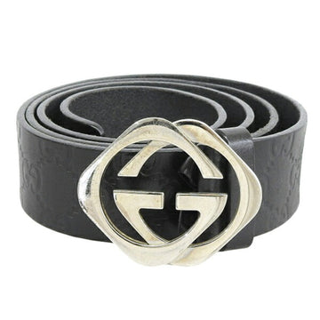 GUCCIsima Interlocking G Leather Belt #100 40 182320 Black 120cm Men's