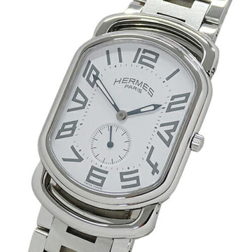 HERMES Watch Men's Rally RA1.810 Small Seconds Quartz Stainless Steel SS Silver White Polished