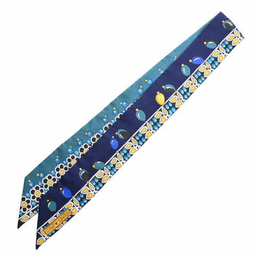 HERMES Silk Maharaja's Trinkets Detaille Twilly Blue/Multicolor