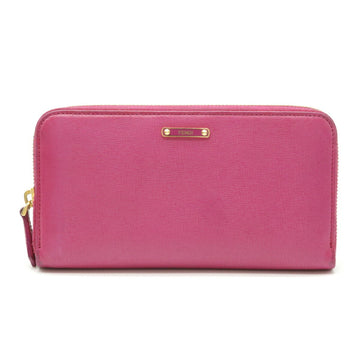 Fendi Round Long Wallet Leather Fuchsia Pink 8M0299