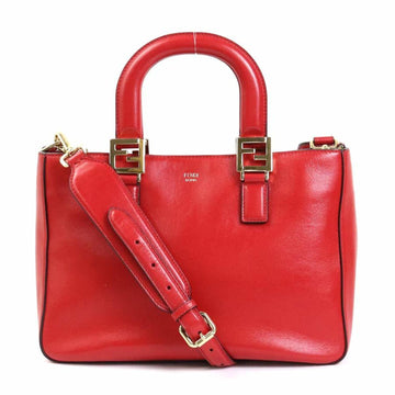 FENDI handbag shoulder bag FF tote small leather red ladies 8BH367-A9Y0