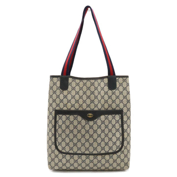 GUCCI Old Sherry Line GG Plus Tote Bag Coated Canvas Beige Navy Red 39.02.003