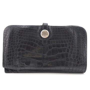 HERMES/ Dogon GM 2011 Long Wallet Black Unisex