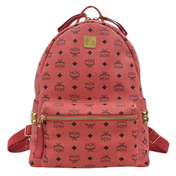 MCM Leather Visetos Studded Rucksack Backpack Pink Ladies