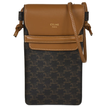 CELINE Mobile Pouch Smartphone Case with Flap Triomphe Canvas Brown Shoulder Bag 10G332CQD.04LU