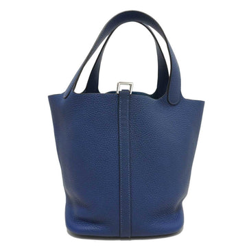 HERMES Picotan MM Handbag Tote Bag Blue de Garis [SG Hardware] Taurillon Y Engraved Ladies Men's