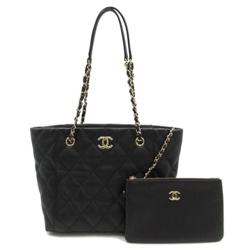 CHANEL Matelasse Caviar Chain Tote Black Caviar Skin [Grained Calf]