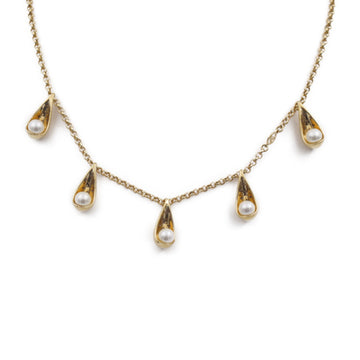 LOUIS VUITTON Collier Pearly Gram Necklace M67329 Metal Fake Pearl Gold White Viton