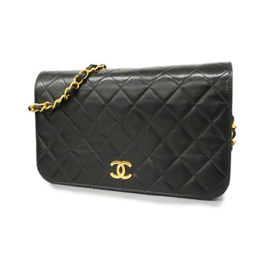 CHANEL Shoulder Bag Matelasse Chain Lambskin Black Gold Hardware Women's