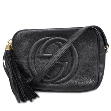 GUCCI Shoulder Bag Soho 308364 Leather Black Gold Hardware Women's