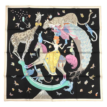 HERMES Carre 90 STORY Story 2022 Black 100% Silk Scarf Muffler