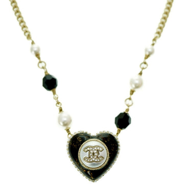 CHANEL Cocomark Fake Pearl Heart Necklace B22B 0154