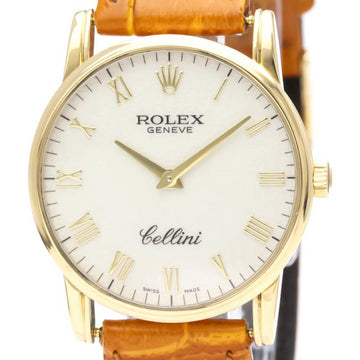 ROLEX Cellini K Serial 18K Gold Leather Hand-Winding Mens Watch 5116 BF553088