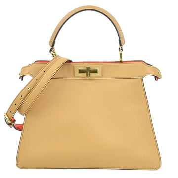 FENDI Handbag Shoulder Bag Peekaboo I See You Medium Leather Beige x Orange Women's 8BN321-AHVZ-2190501