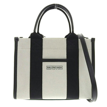 BALENCIAGA Canvas Hardware Handbag 693662 Ivory/Black Women's