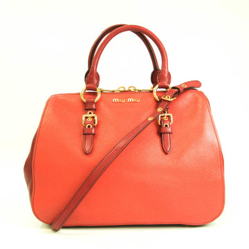 Miu Miu Women's Leather Handbag,Shoulder Bag Orange,Red Color