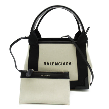 BALENCIAGA Navy Hippo XS Tote Bag Ivory Black canvas 3903462HH3N9260