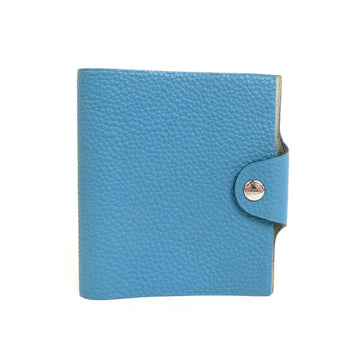 HERMES notebook cover Ulysse leather blue silver unisex