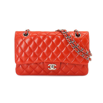 CHANEL Matelasse 25 Chain Shoulder Bag Leather Red A01112 Silver Hardware