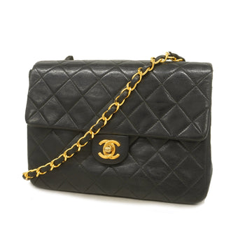 Chanel Matelasse Single Chain Lambskin Women's Leather Shoulder Bag Black