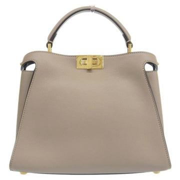 FENDI Leather Peekaboo Iconic Essential Handbag Greige Women's