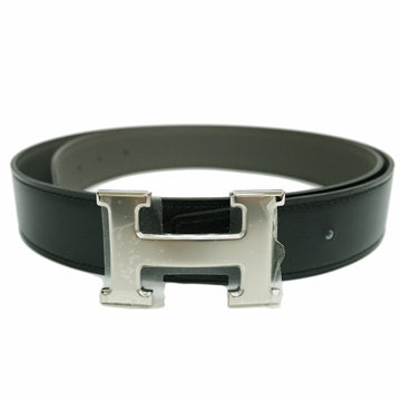 HERMES Constance H reversible belt 32mm 90cm black x ethane silver men's