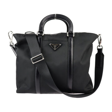 PRADA Handbag BN1066 Nylon Leather Black Silver Hardware 2WAY Shoulder Bag Triangle Logo Tessuto