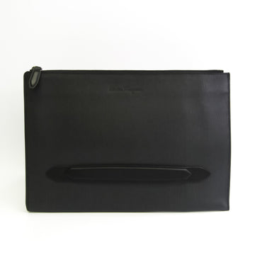 Salvatore Ferragamo FZ24 0480 Men's Leather Clutch Bag Black,Dark Gray