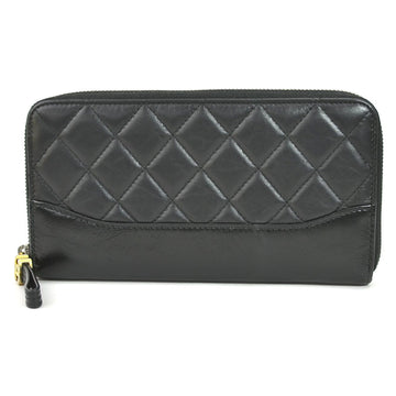 CHANEL Round Zipper Long Wallet Leather Black Women's A84388 99553a