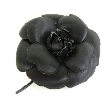 CHANEL brooch corsage camellia textile black ladies