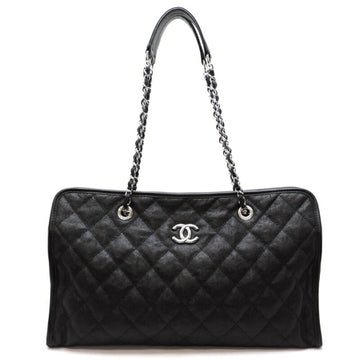 Chanel matelasse chain ladies tote bag caviar skin black