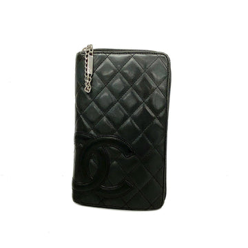 CHANEL long wallet Cambon lambskin black ladies