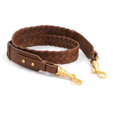 BOTTEGA VENETA BOTTEGAVENETA shoulder strap intrecciato leather brown gold unisex