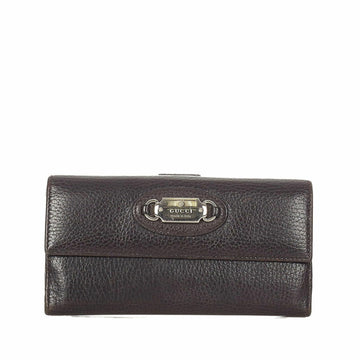 GUCCIsima Plate Long Wallet Bifold 231841 Black Leather Women's