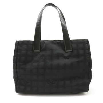 Chanel New Line Tote MM Bag Shoulder Nylon Jacquard Leather Black A15991