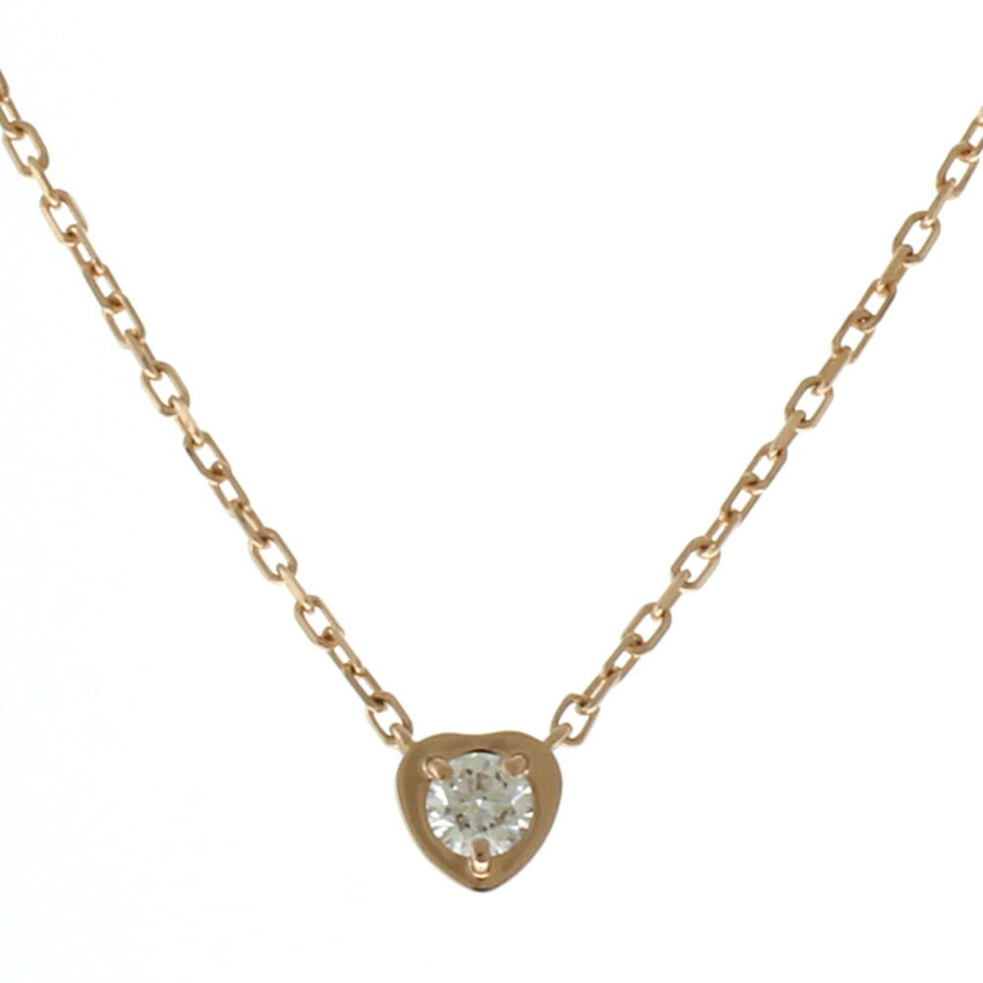 CARTIER d Amour Heart Necklace 18K K18 Pink Gold Diamond