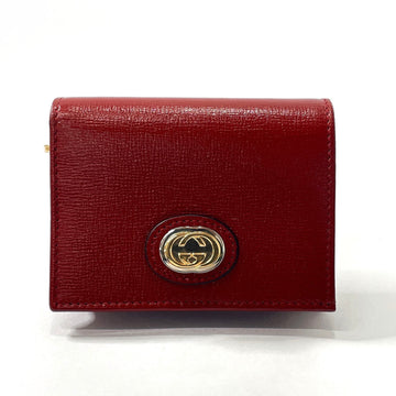 GUCCI Interlocking G Bifold Wallet Leather  598532 Women's Red