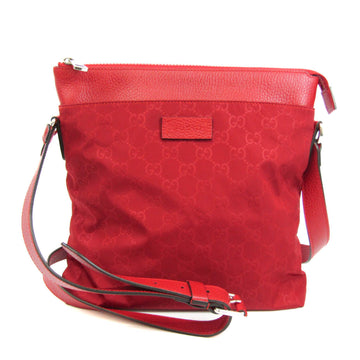 GUCCIssima 510342 Women,Men Leather,Nylon Shoulder Bag Red Color