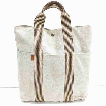 HERMES New Four Toe Cabas Tote Bag Beige Canvas Handbag Kinari Brown