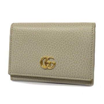 GUCCIAuth  Business Card Holder GG Marmont 739525 Leather Card Case Light Gray