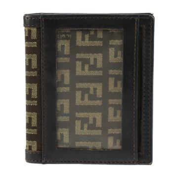 FENDI Pass Case Card 8M0057 Canvas Leather Brown Zucca Bifold