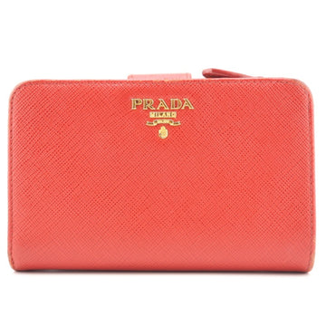 PRADA/ 1ML225 VITELLO MOVE Embossed Leather Bifold Wallet Red Ladies