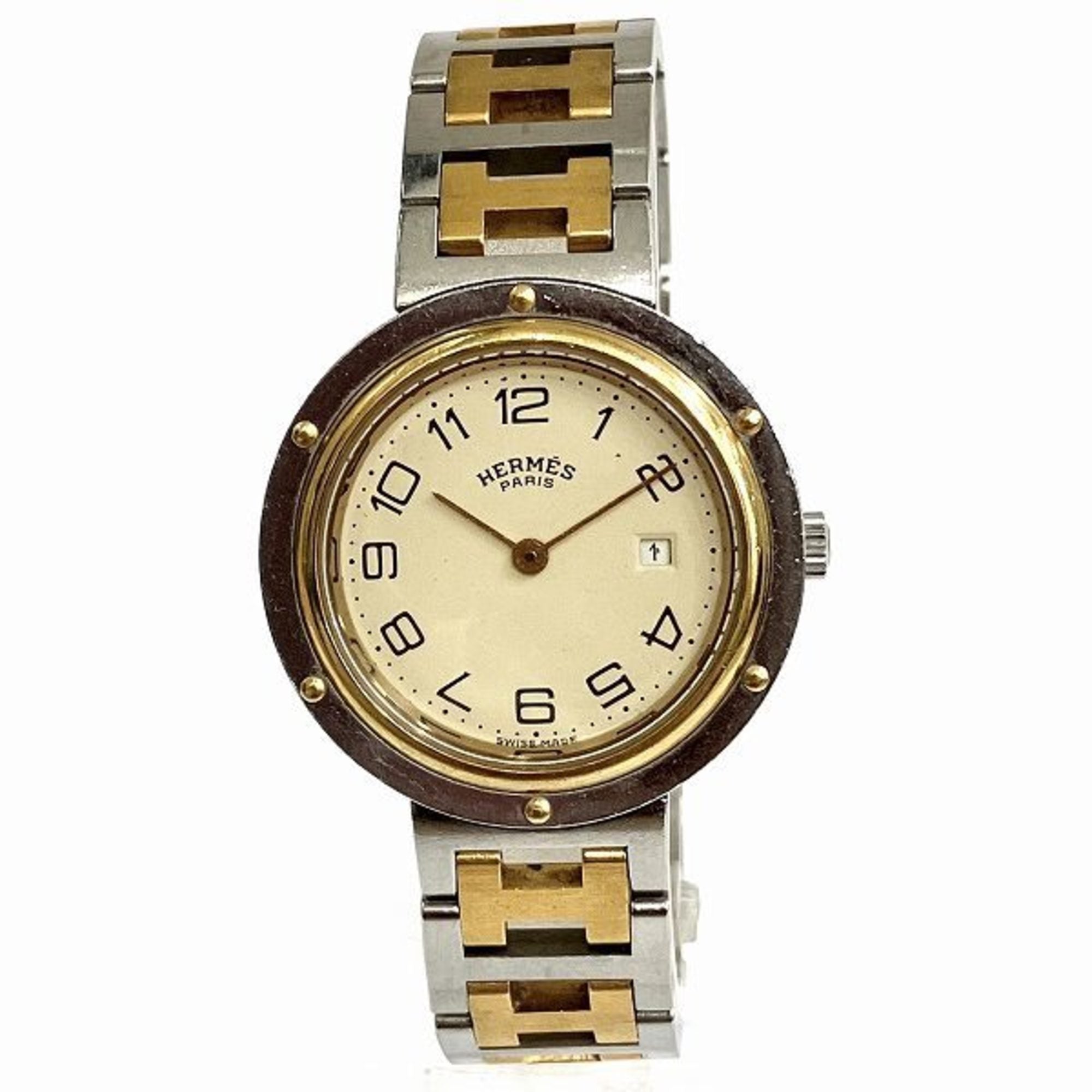 HERMES Clipper Quartz Ivory Dial Watch Ladies