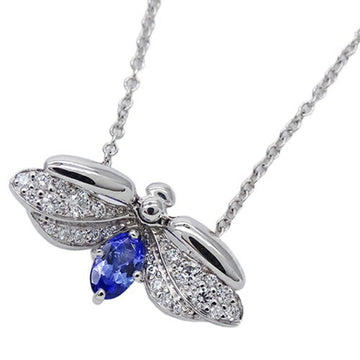 TIFFANY&Co. Necklace Ladies PT950 Diamond Tanzanite Paper Flower Firefly Platinum Polished