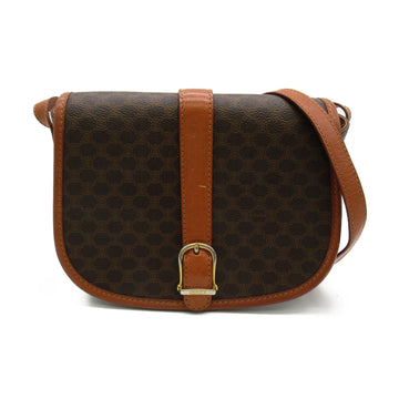 CELINE Shoulder Bag Brown PVC coated canvas