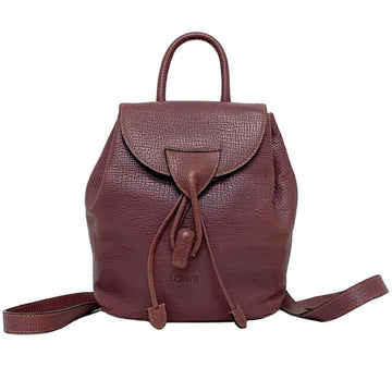 Loewe Backpack Purple Leather LOEWE Rucksack Old Turn Lock Flap Drawstring Ladies