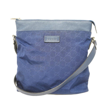 GUCCI shoulder bag GG nylon 510342 blue silver hardware ladies