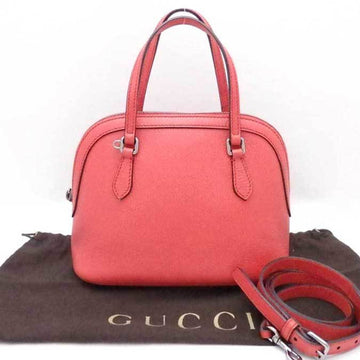 Gucci handbag shoulder bag 2Way logo leather red silver ladies 341504 002404