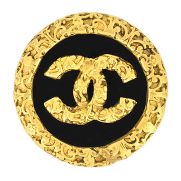 Chanel Brooch Coco Mark Metal Gold Black 93A