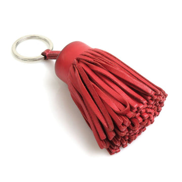 HERMES Keyring Keychain Carmen Leather/Metal Red/Silver Unisex